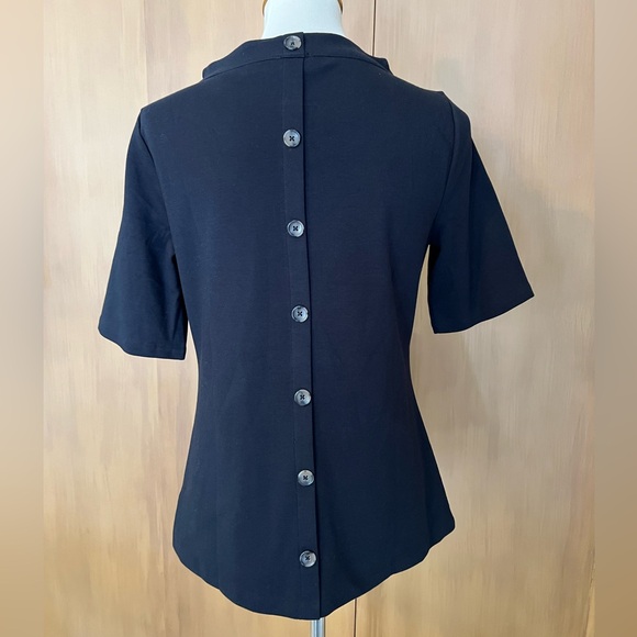 Talbots boat or funnel neck button back short sleeve top, dressy knit, small - Picture 5 of 10